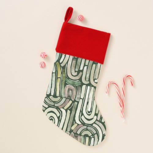 Abstract watercolor green paths  christmas stocking