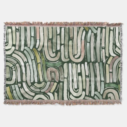 Abstract watercolor green paths  throw blanket