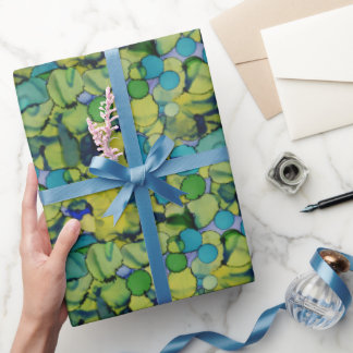 Abstract Watercolor Green Teal Blue Wrapping Paper