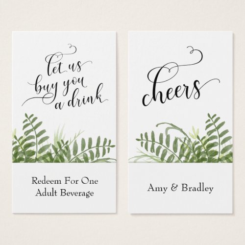 Abstract Watercolor Greenery Drink Tickets