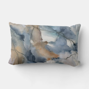 Abstract Watercolor Grey Brown Marble Pattern Lumbar Pillow