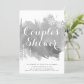 Abstract watercolor grey wedding couples shower invitation (Standing Front)