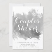 Abstract watercolor grey wedding couples shower invitation (Front)