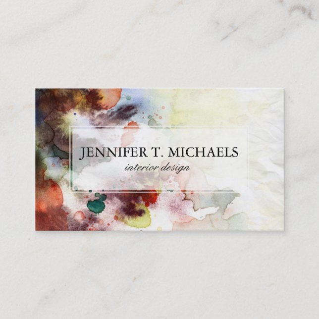 Abstract watercolor grunge texture with paint business card (Front)