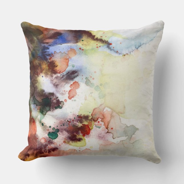 Abstract watercolor grunge texture with paint throw pillow (Front)