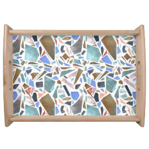 Abstract watercolor: hand-drawn white background. serving tray
