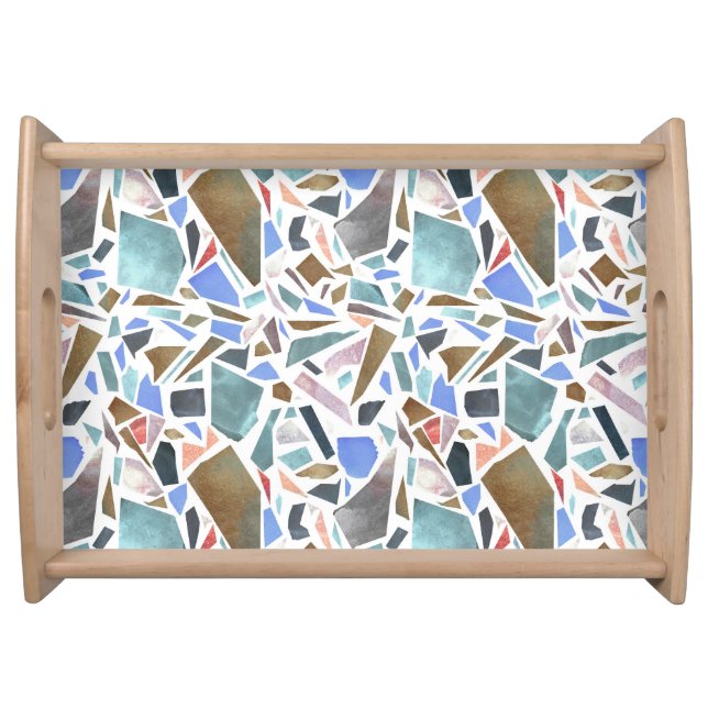 Abstract watercolor: hand-drawn white background. serving tray (Front)