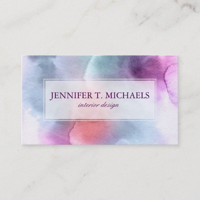 Abstract watercolor hand painted background 10 business card (Front)