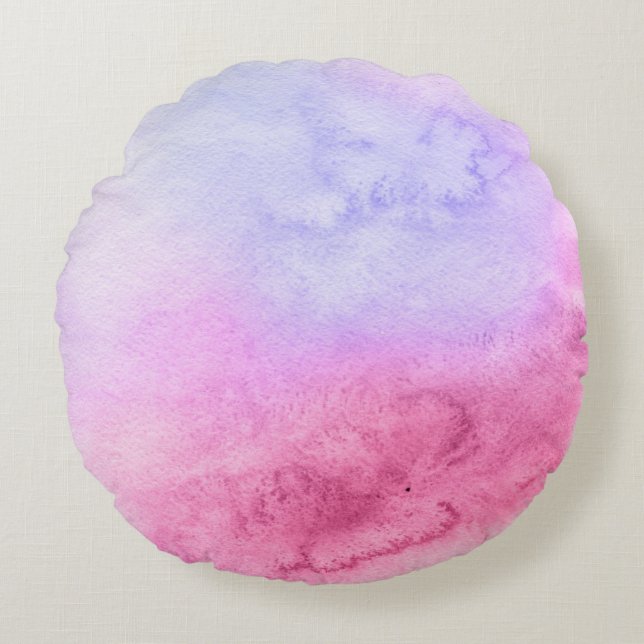 Abstract watercolor hand painted background 11 round pillow (Front)