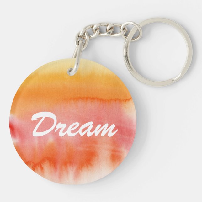 Abstract watercolor hand painted background 17 keychain (Back)