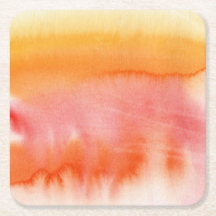 Abstract watercolor hand painted background 17 square paper coaster