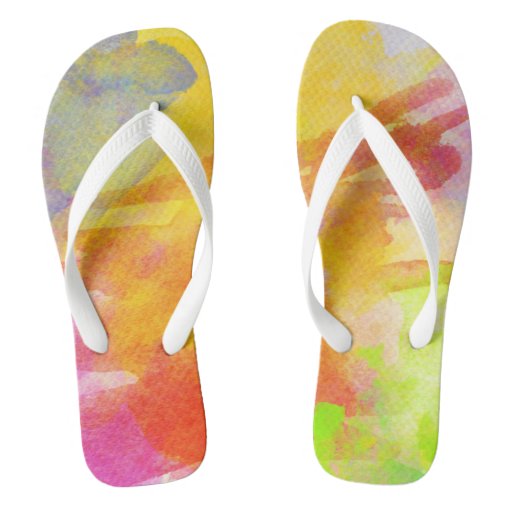 Abstract Watercolor Handpainted Modern Abstract Flip Flops | Zazzle