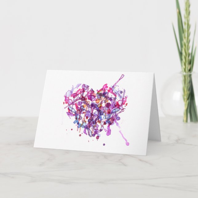 Abstract Watercolor Heart for Valentines Day Holiday Card (Front)