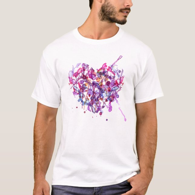 Abstract Watercolor Heart for Valentines Day T-Shirt (Front)