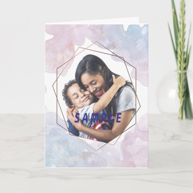Abstract Watercolor Hexagon Frame Mother's Day Card (Front)