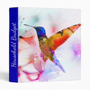Abstract Watercolor Hummingbird   3 Ring Binder