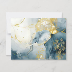 Abstract watercolor illustration of an elephant postcard