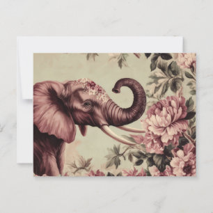 Abstract watercolor illustration of an elephant postcard