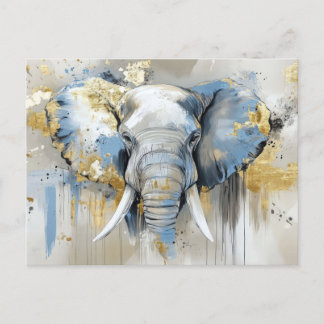 Abstract watercolor illustration of an elephant postcard