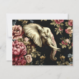 Abstract watercolor illustration of an elephant postcard