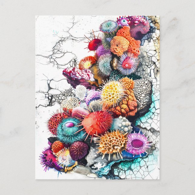Abstract Watercolor Illustration of Colorful Sea A Postcard (Front)