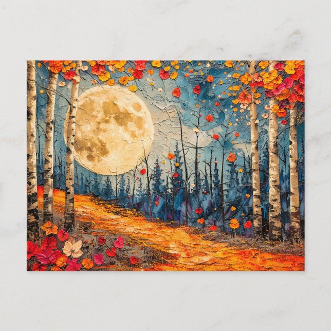 Abstract watercolor illustration of full moon over postcard (Front)