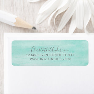 Abstract Watercolor in Mint Seafoam Return Address Label