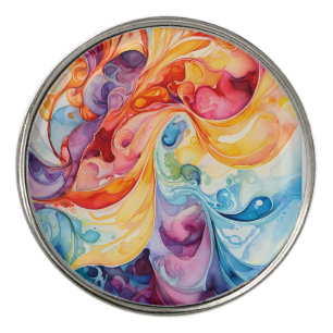 Abstract Watercolor in Sunset Colors Golf Ball Marker