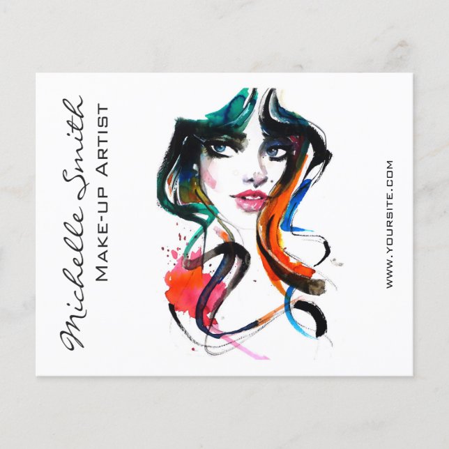 Abstract Watercolor ink colorful woman makeup Flye Flyer (Front)