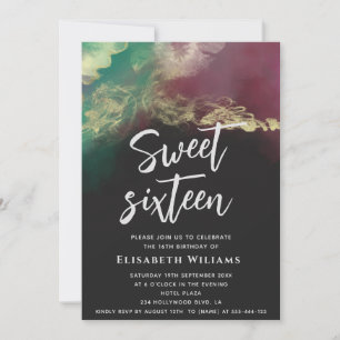Abstract watercolor ink gold modern typography invitation