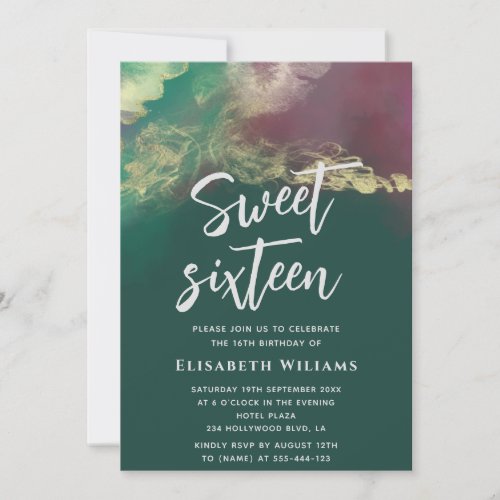 Abstract watercolor ink gold  modern typography  invitation
