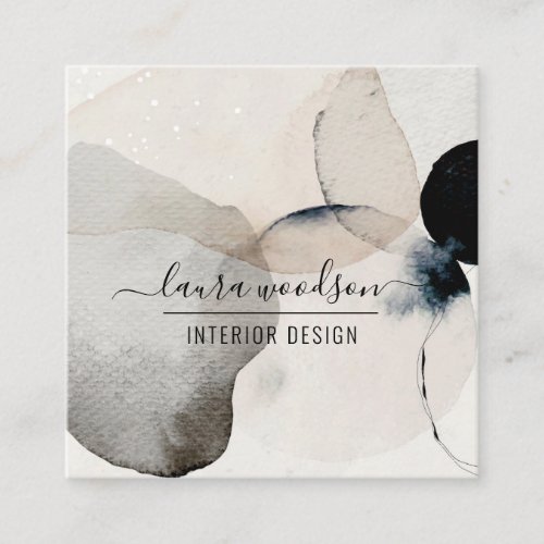 Abstract Watercolor Interior Designer Square Business Card