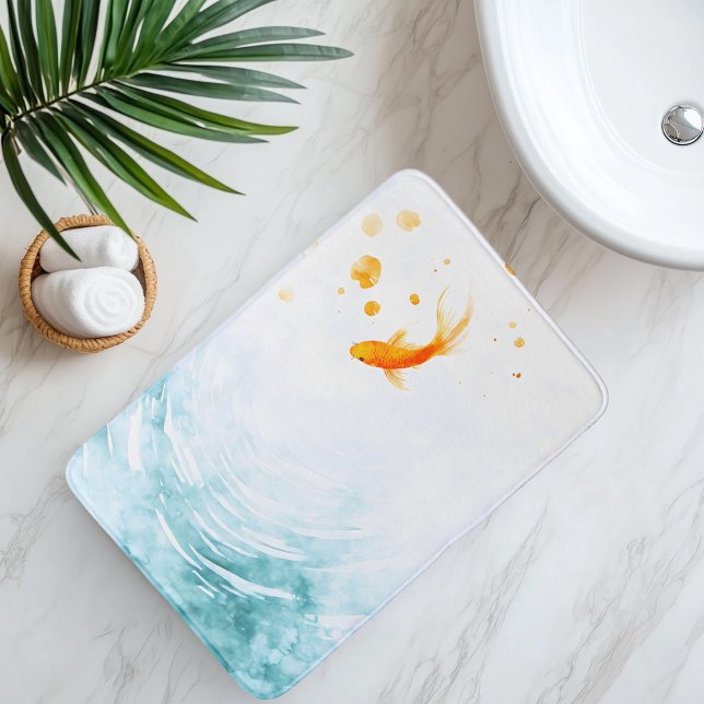 Abstract Watercolor Koi Fish Serenity Bath Mat (Creator Uploaded)
