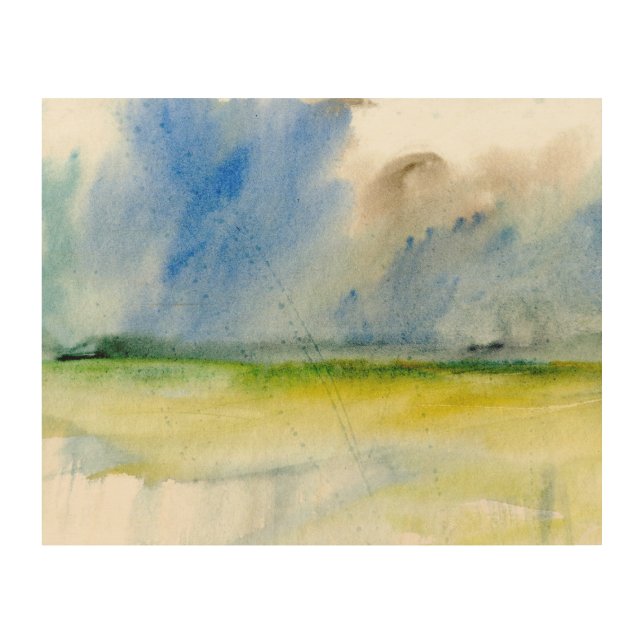 Abstract Watercolor Landscape Wood Wall Art (Front)