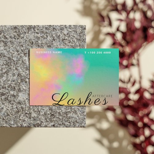 Abstract Watercolor Lash After Care Instruction Business Card