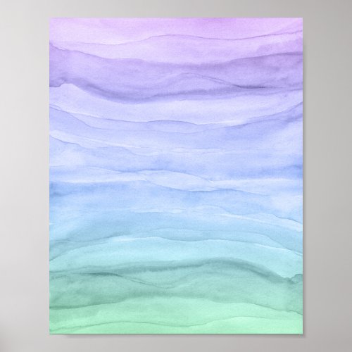 Abstract Watercolor Layers Blue Ombre Poster