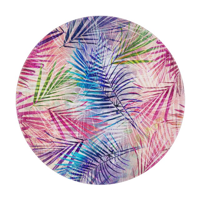 Abstract Watercolor Leaves Allover Pattern Cutting Board (Front)