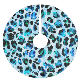 Abstract Watercolor Leopard Skin Pattern Brushed Polyester Tree Skirt