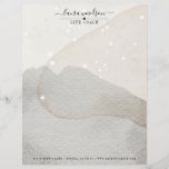 Abstract Watercolor Life Coach Letterhead<br><div class="desc">Abstract earthy organic abstract watercolor shapes life coach business letterhead with elegant soft translucent colors of cream gray and white with your name in a lovely script signature,  contrasted with a chic serif typeface in lower case. For an ethereal serene vibe. Customize your contact information at the bottom.</div>