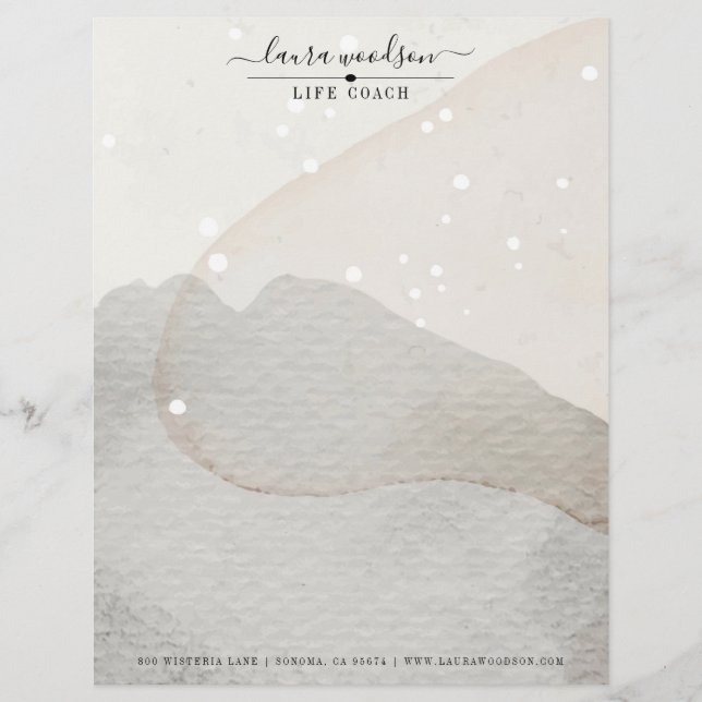 Abstract Watercolor Life Coach Letterhead (Front)