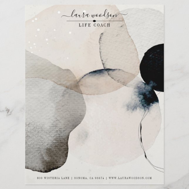 Abstract Watercolor Life Coach Letterhead (Front)