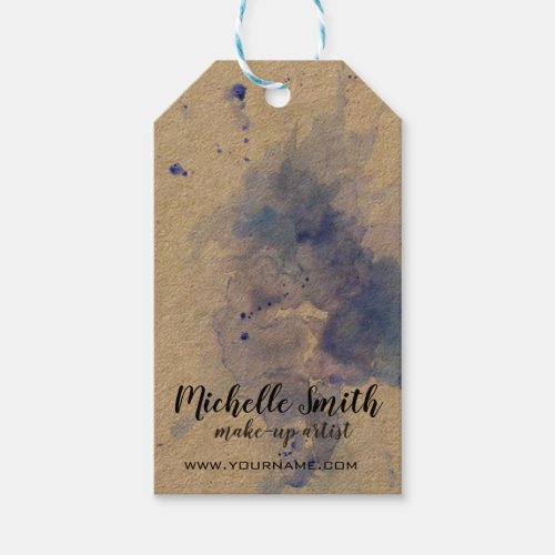Abstract watercolor light blue splash brush stroke gift tags