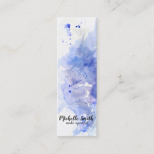 Abstract watercolor light blue splash brush stroke mini business card