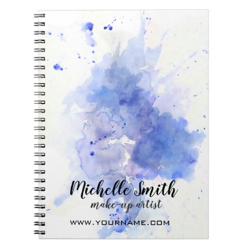 Abstract watercolor light blue splash brush stroke notebook