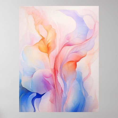 Abstract Watercolor Line Pastel color Poster