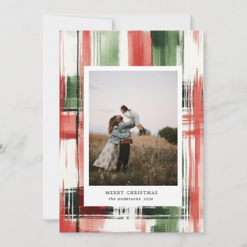 Abstract Watercolor Lines Photo Holiday Card