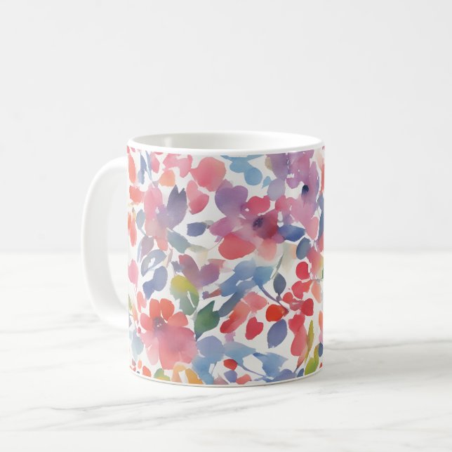 Abstract Watercolor Loose Florals Coffee Mug (Front Left)