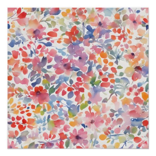 Abstract Watercolor Loose Florals Poster