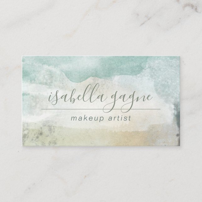 Abstract Watercolor Makeup Artist Business Card (Front)