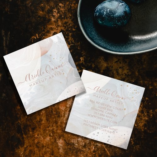 Abstract Watercolor Makeup Artist Square Business Card